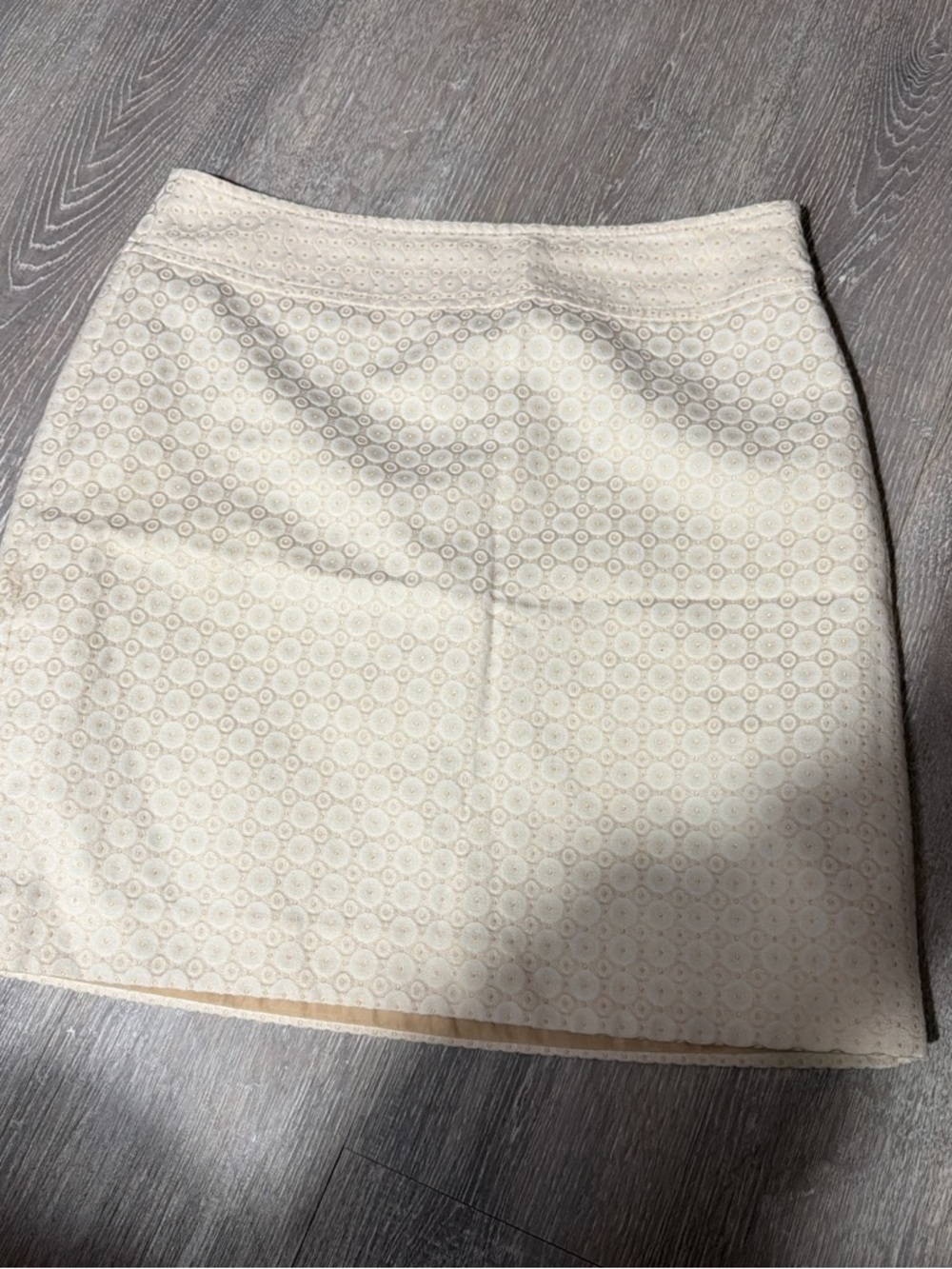 Ann Taylor Cream Eyelet Mini Skirt